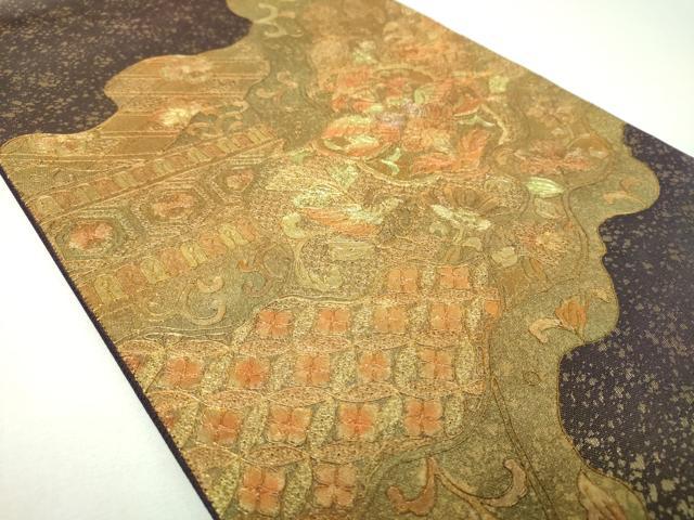 平和屋着物▼中国三大刺繍 スワトウ刺繍 汕頭刺繍 総刺繍 太鼓柄袋帯 駒刺繍 道長鳳凰花文 金彩 正絹 逸品 DABJ8120ps