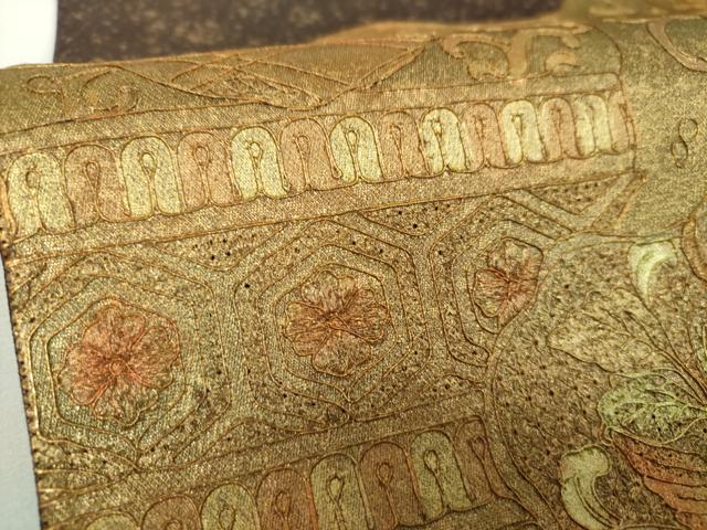 平和屋着物▼中国三大刺繍 スワトウ刺繍 汕頭刺繍 総刺繍 太鼓柄袋帯 駒刺繍 道長鳳凰花文 金彩 正絹 逸品 DABJ8120ps