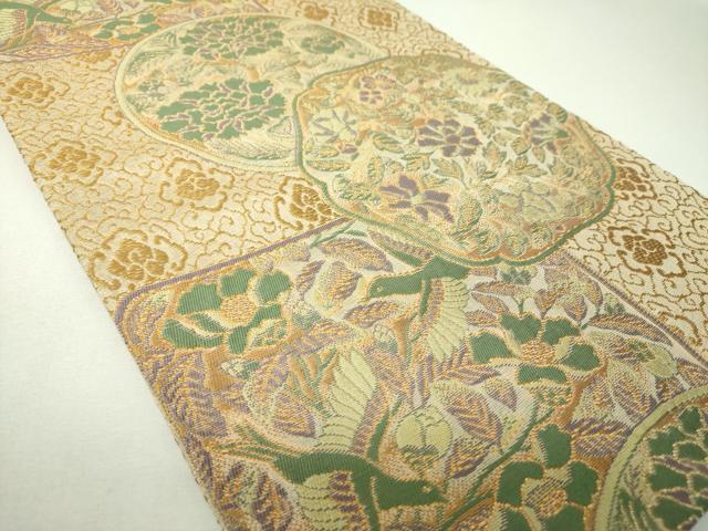 平和屋着物▼六通柄袋帯 匠琳 花鳥文 金糸 正絹 逸品 DABJ8129ps