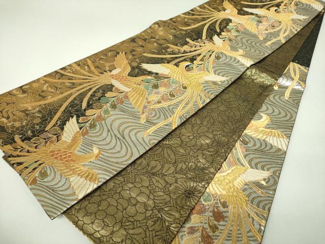 平和屋着物▼佐賀錦 両面 六通柄袋帯 辻が花 鳳凰 金銀糸 正絹 逸品 DABJ8135ps