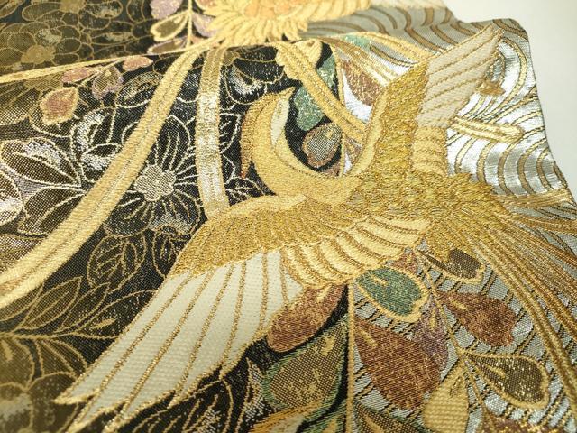 平和屋着物▼佐賀錦 両面 六通柄袋帯 辻が花 鳳凰 金銀糸 正絹 逸品 DABJ8135ps