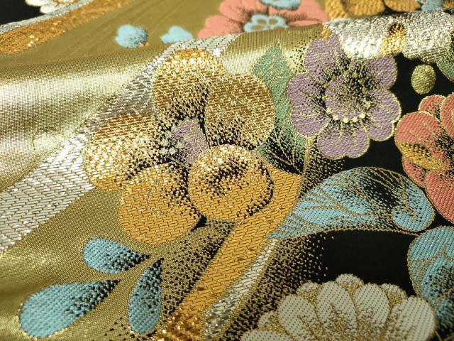 平和屋着物▼六通柄袋帯 辻が花 金銀糸 正絹 逸品 DABJ8145ps