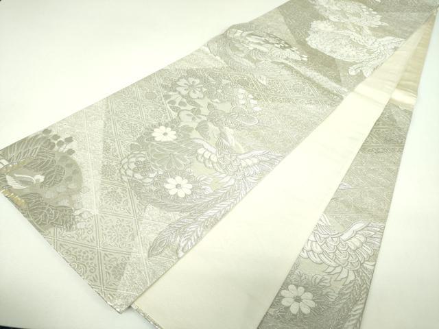 平和屋着物▼袋帯 プラチナ螺鈿 九百織 鳳凰花文 金銀糸 正絹 逸品 DABJ8169ps