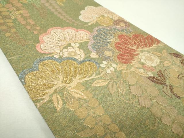 平和屋着物▼六通柄袋帯 藤花房 梅松文 金糸 正絹 逸品 DABJ8186ps