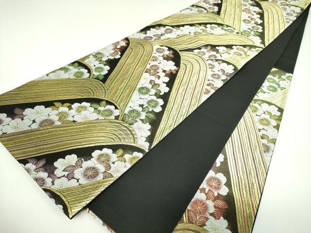 平和屋着物▼六通柄袋帯 流水桜 金糸 鈴乃屋扱い 正絹 逸品 DABJ8192ps