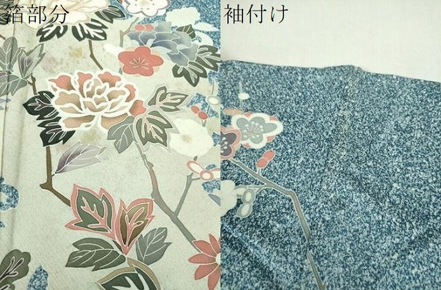 平和屋着物●訪問着 舞蝶花文 たたき染め 金彩 正絹 逸品 未使用 DABJ8225ps