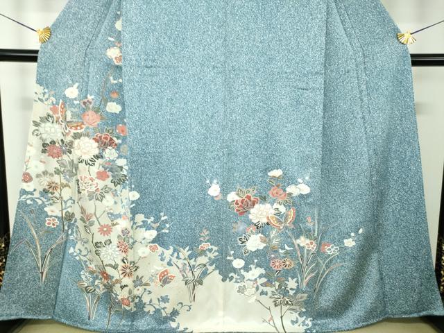 平和屋着物●訪問着 舞蝶花文 たたき染め 金彩 正絹 逸品 未使用 DABJ8225ps