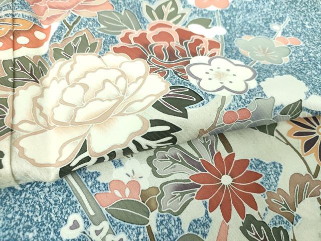 平和屋着物●訪問着 舞蝶花文 たたき染め 金彩 正絹 逸品 未使用 DABJ8225ps