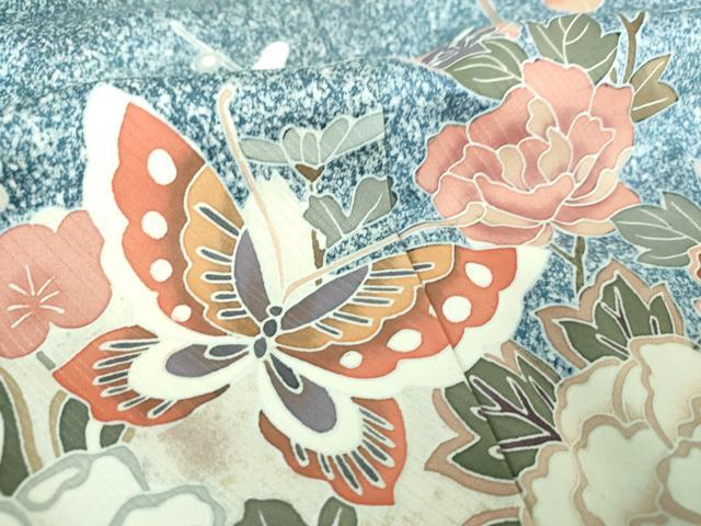 平和屋着物●訪問着 舞蝶花文 たたき染め 金彩 正絹 逸品 未使用 DABJ8225ps