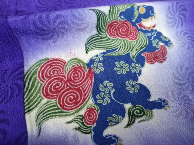 平和屋本店●アンティーク 大正ロマン 小紋 唐獅子 暈し染め 正絹 逸品 DABJ8232ps