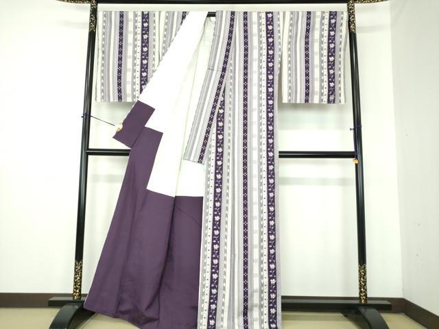 平和屋着物●上質な紬 花唐草間道 正絹 逸品 DABJ8244ps