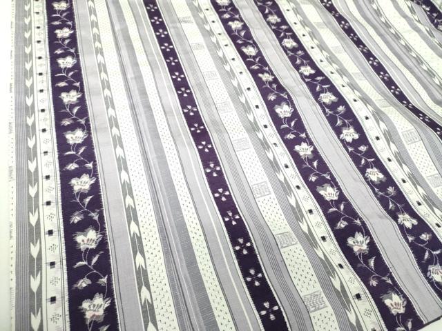 平和屋着物●上質な紬 花唐草間道 正絹 逸品 DABJ8244ps