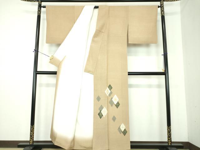 平和屋着物●訪問着 駒刺繍 花菱文 金彩 正絹 逸品 DABJ8248ps