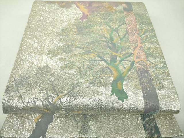 平和屋着物▼六通柄袋帯 樹林文 金銀糸 正絹 逸品 DABJ8289ps