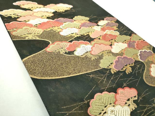 平和屋着物▼六通柄袋帯 唐織 松文 金糸 引箔 正絹 逸品 DABJ8296ps