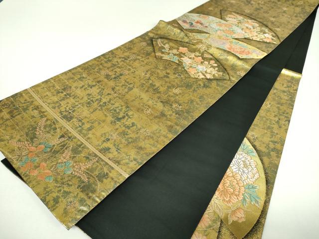 平和屋着物▼西陣 服部織物謹製 六通柄袋帯 地紙鴛鴦花文 金銀糸 引箔 正絹 逸品 DABJ8338ps