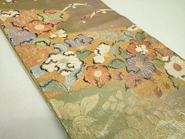 平和屋着物▼六通柄袋帯 ふくれ織 辻が花 金銀糸 正絹 逸品 DABJ8378ps