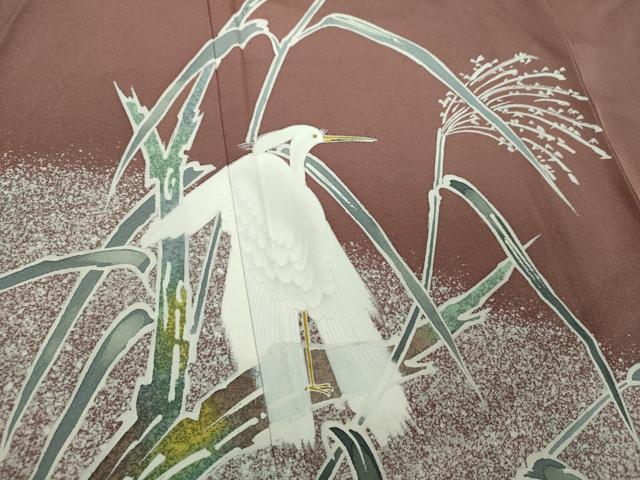 平和屋着物●京友禅作家 山科春宣 色留袖 白鷺 ロング丈 正絹 逸品 未使用 DABJ8394ps
