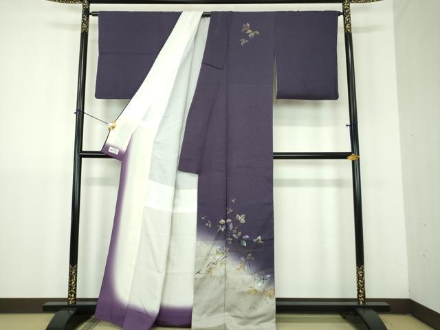 平和屋着物●和紙染染色作家・植村彩弘 訪問着 枝花文 暈し染め 金彩 やまと誂製 正絹 逸品 DABJ8396ps