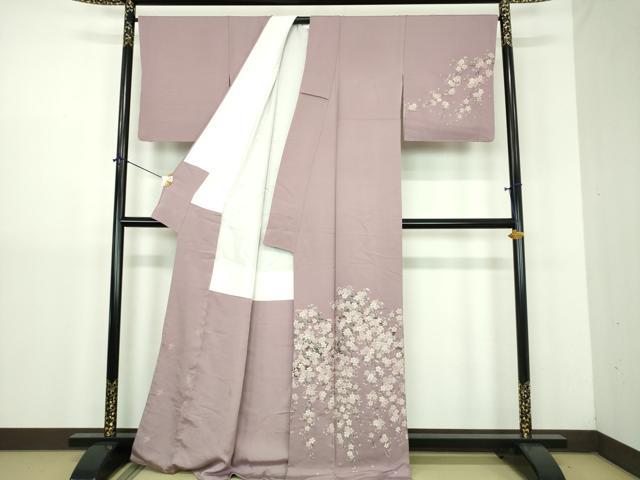 平和屋着物●訪問着 寿光織 枝垂れ桜 風景文 金糸 正絹 逸品 DABJ8397ps