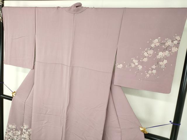 平和屋着物●訪問着 寿光織 枝垂れ桜 風景文 金糸 正絹 逸品 DABJ8397ps