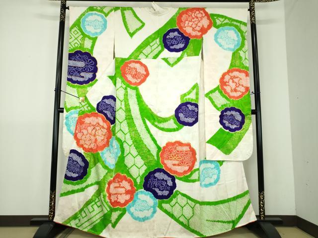 平和屋着物●豪華振袖 駒刺繍 絞り 吉祥花熨斗文 金彩 正絹 逸品 DABJ8405ps