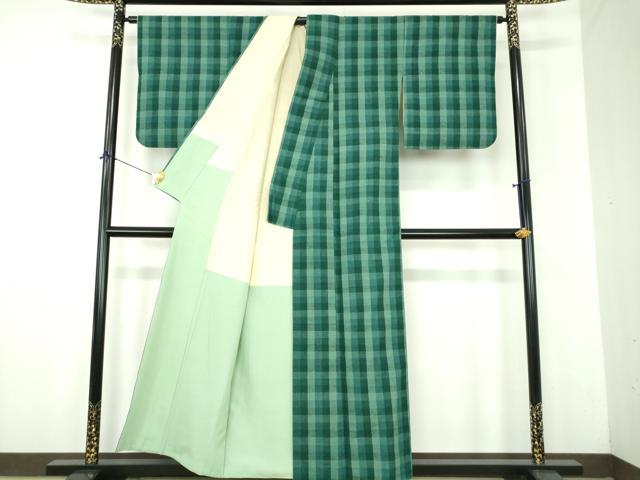 平和屋着物●上質な紬 格子 正絹 逸品 DABJ8409ps