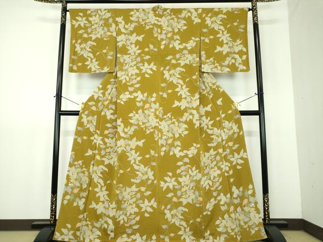 平和屋着物●上質な小紋 南天文 鬼しぼ縮緬 正絹 逸品 未使用 DABJ8417ps