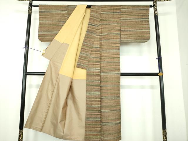 平和屋着物●郡上紬 草木染 横縞 正絹 逸品 DABJ8419ps