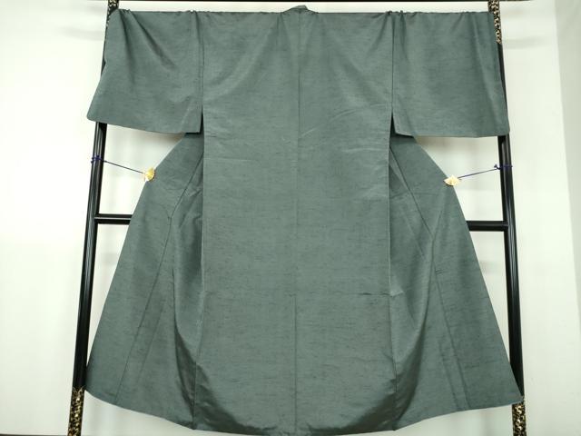 平和屋着物●男性 紬 色無地 鉄御納戸色 正絹 逸品 DABJ8431ps