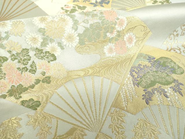 平和屋着物▼六通柄袋帯 唐織 創作 笹岡秀水 琳派写 金銀糸 正絹 逸品 DABJ8458ps