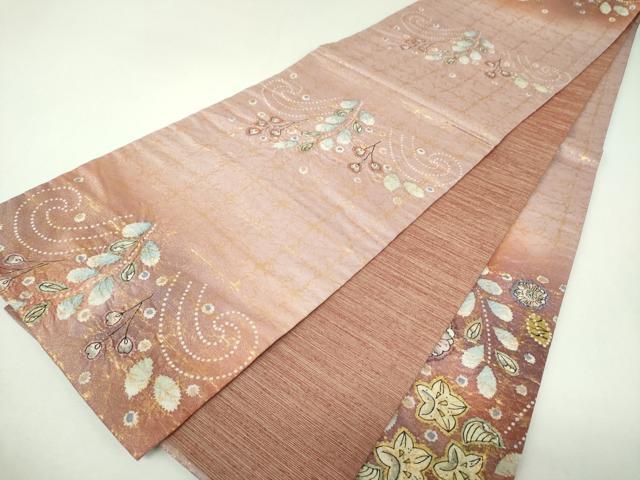 平和屋着物▼六通柄袋帯 絞り 辻が花 金糸 正絹 逸品 DABJ8557ps