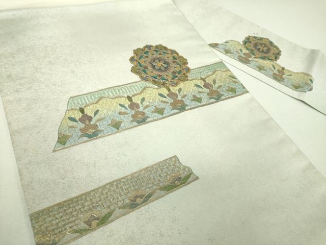 平和屋着物▼中国三大刺繍 スワトウ刺繍 汕頭刺繍 総刺繍 九寸名古屋帯 正倉院花文 金銀彩 引箔 正絹 逸品 DABJ8560ps