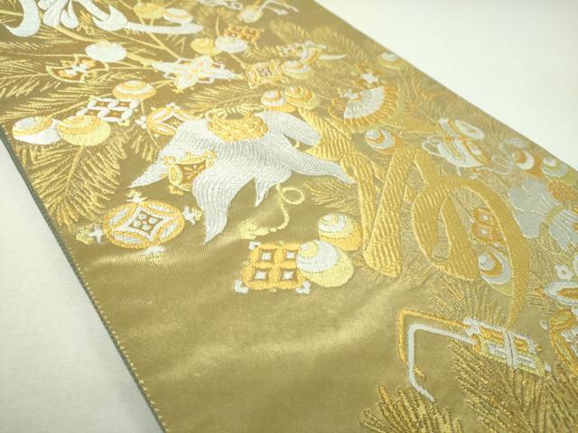 平和屋着物▼六通柄袋帯 宝尽くし寿字文 金銀糸 正絹 逸品 DABJ8575ps