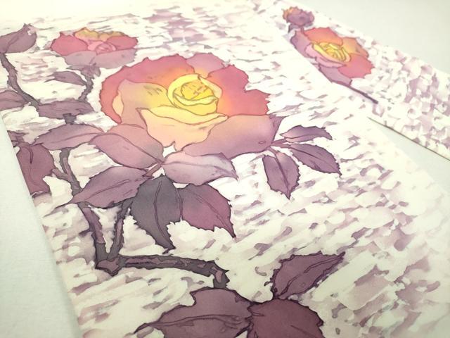 平和屋着物●塩瀬 九寸名古屋帯 ろうけつ染め 枝花文 正絹 逸品 DABJ8581ps