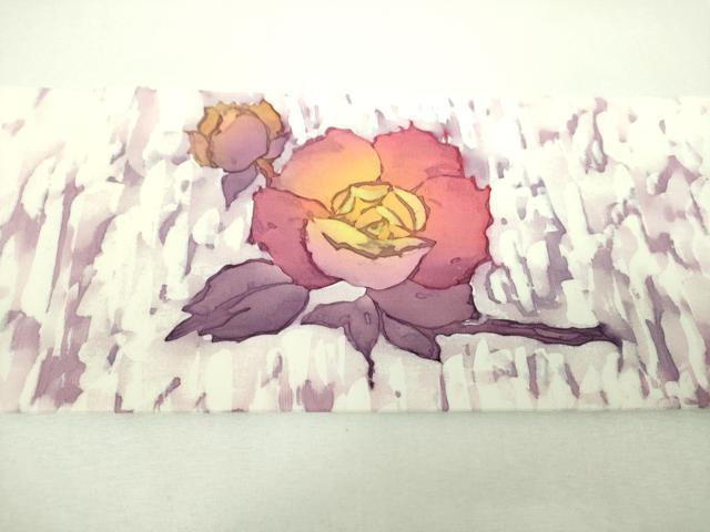平和屋着物●塩瀬 九寸名古屋帯 ろうけつ染め 枝花文 正絹 逸品 DABJ8581ps