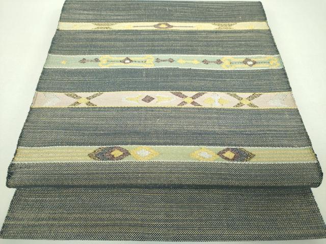 平和屋着物▼八寸名古屋帯 横段文 金銀糸 やまと謹製 正絹 逸品 DABJ8582ps