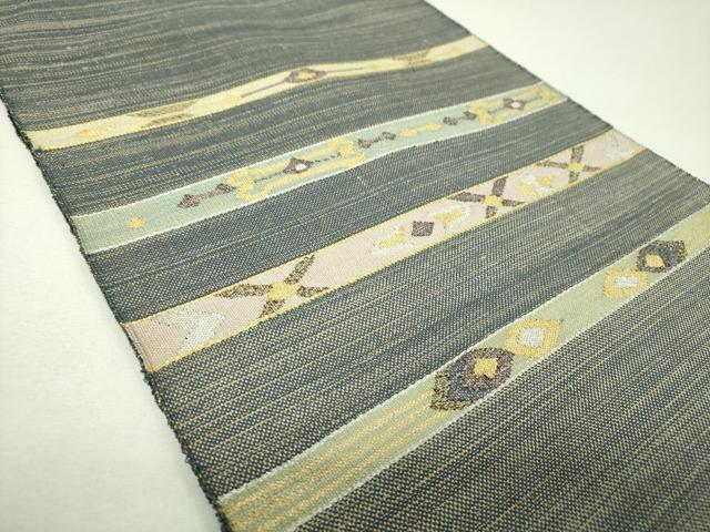 平和屋着物▼八寸名古屋帯 横段文 金銀糸 やまと謹製 正絹 逸品 DABJ8582ps