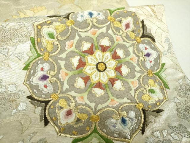 平和屋着物▼中国三大刺繍 相良刺繍 総刺繍 太鼓柄袋帯 正倉院花文 金銀糸 正絹 逸品 DABJ8591ps