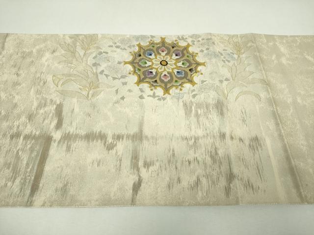 平和屋着物▼中国三大刺繍 相良刺繍 総刺繍 太鼓柄袋帯 正倉院花文 金銀糸 正絹 逸品 DABJ8591ps