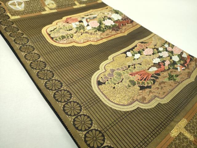 平和屋本店▼六通柄袋帯 寛永華彫文 引箔 本金箔 正絹 逸品 DABJ8600ps