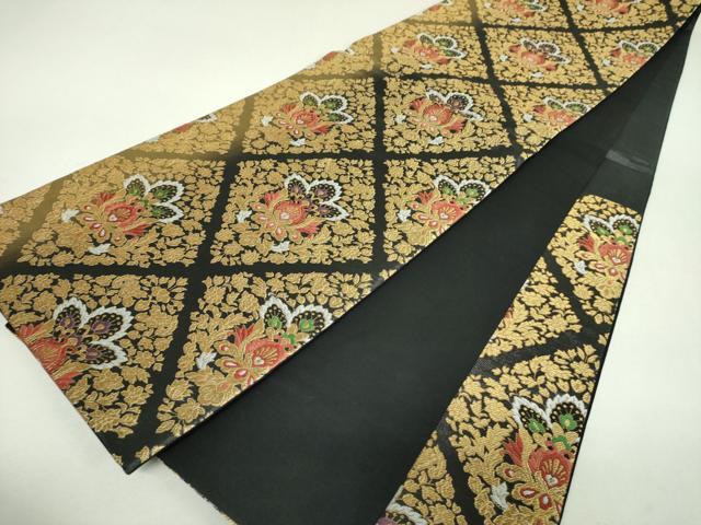 平和屋着物▼六通柄袋帯 更紗花菱文 金糸 正絹 逸品 DABJ8602ps