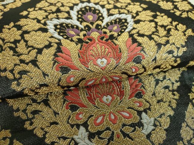平和屋着物▼六通柄袋帯 更紗花菱文 金糸 正絹 逸品 DABJ8602ps