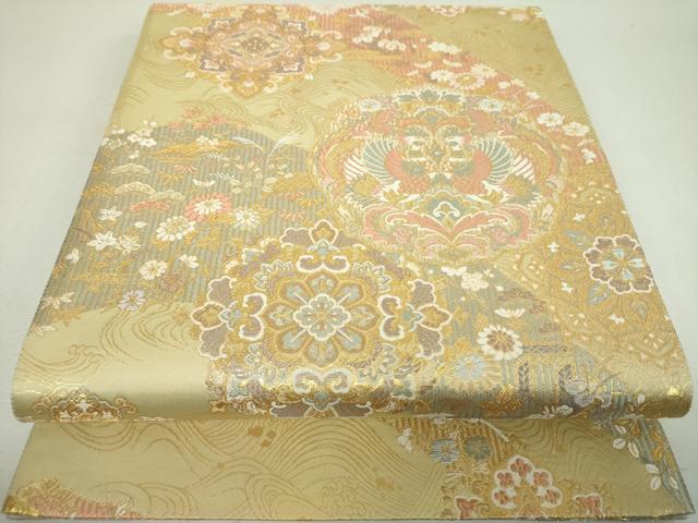 平和屋着物▼六通柄袋帯 唐織 彩名宝 金銀糸 正絹 逸品 DABJ8607ps
