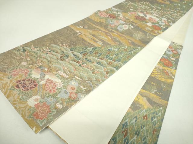 平和屋着物▼六通柄袋帯 華鳳絵文 金糸 正絹 逸品 DABJ8616ps