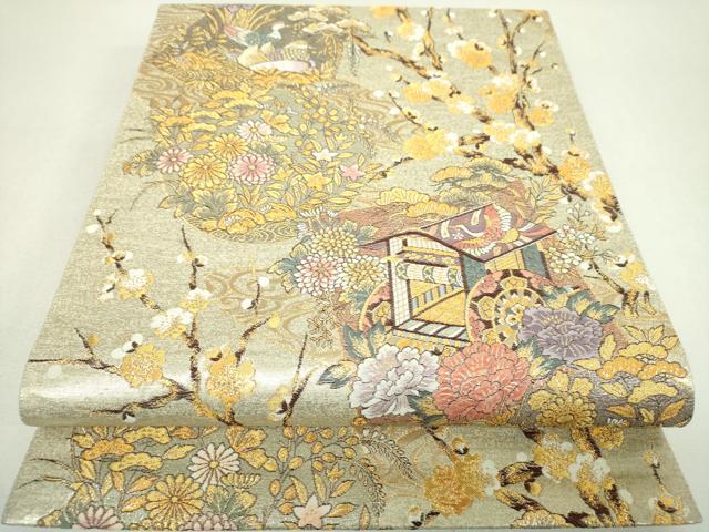 平和屋着物▼六通柄袋帯 風流時代之詩 金銀糸 正絹 逸品 DABJ8617ps