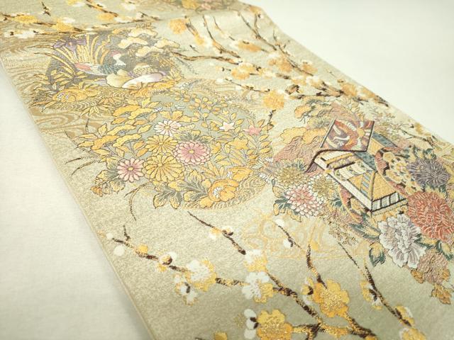 平和屋着物▼六通柄袋帯 風流時代之詩 金銀糸 正絹 逸品 DABJ8617ps