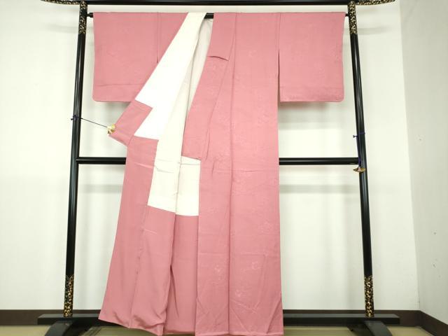 平和屋着物●上質な色無地 花唐草地紋 薄紅梅色 正絹 逸品 DABJ8627ps