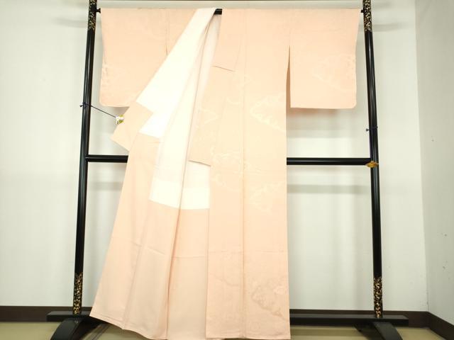 平和屋着物●上質な色無地 辻が花地紋 洗柿色 正絹 逸品 未使用 DABJ8632ps
