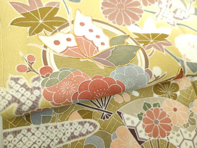 平和屋着物●十日町 名門 滝泰謹製 訪問着 駒刺繍 舞蝶花鳥文 暈し染め 金彩 正絹 逸品 DABJ8636ps